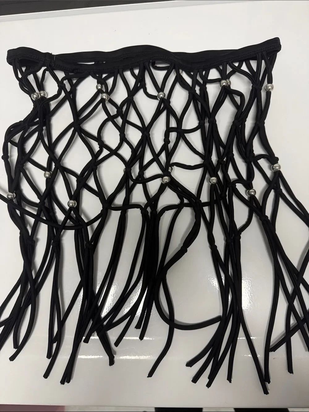 Black Fringe Net Waist Swim Cover Up - Skirt - Size Small - NWOT